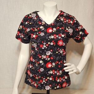 Scrubs SB Black Floral Cotton XS Xtra Small